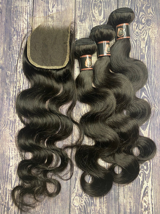 3 Bundles with 4x4 Transparent Lace Closure
