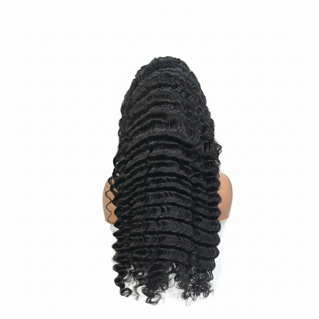 Black curly hair extensions on a white background